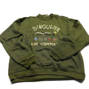 Singulier Rare Vintage Long Sleeve Sweater Military Green Made in France Size XL